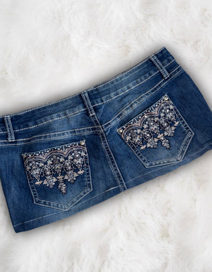 Mcbling Low-Waisted Denim Micro-Mini Skirt
