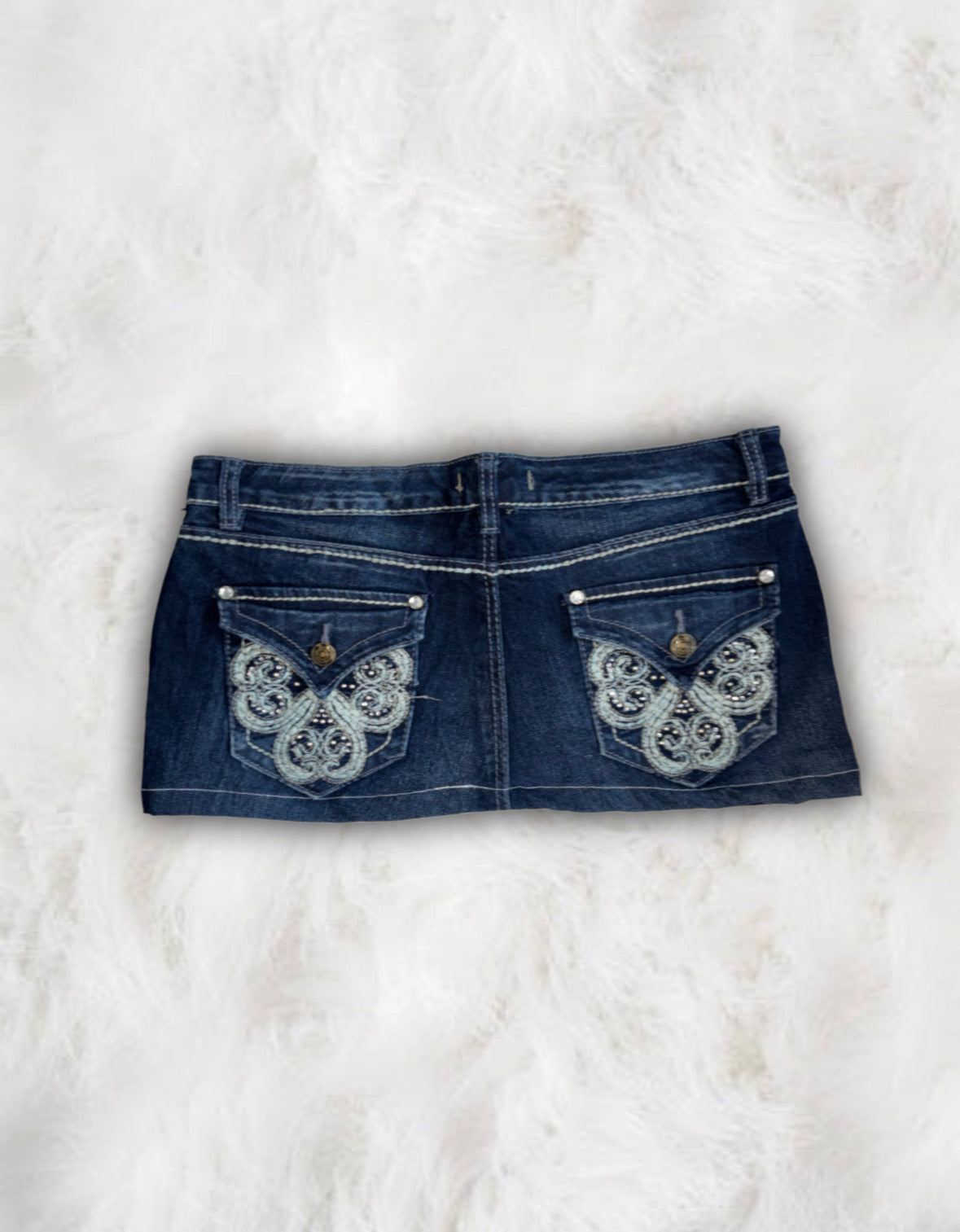 Mcbling Low-Waisted Denim Micro-Mini Skirt