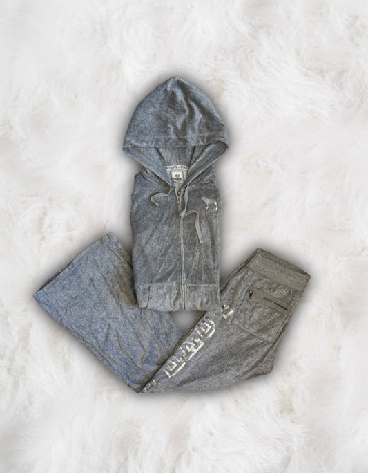 Victoria’s Secret PINK Grey Velour 2 Piece Tracksuit