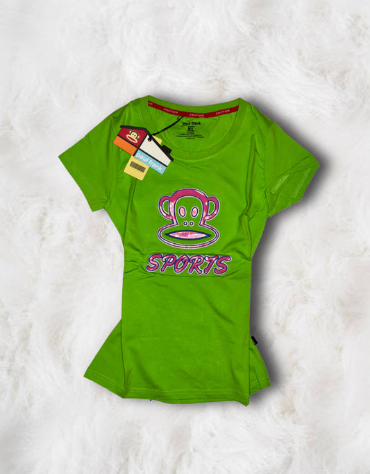 Paul Frank Lime Green x Pink T-Shirt (XL)