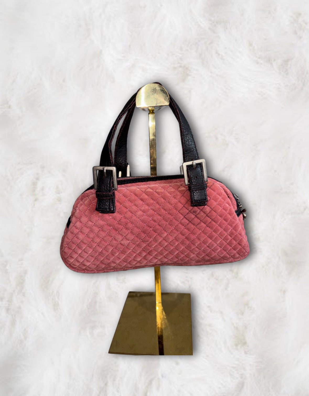Playboy Deadstock Rose Suede Mini Bowler Bag