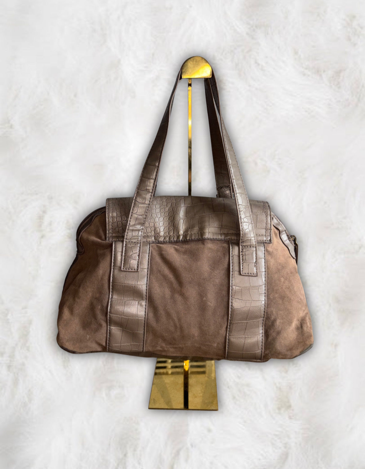 Jane Norman Suede x Faux Leather College Bag