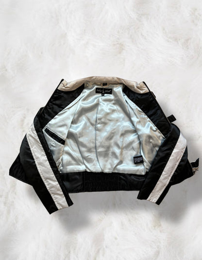 Babyphat y2k Black & Silver Satin Bomber Jacket