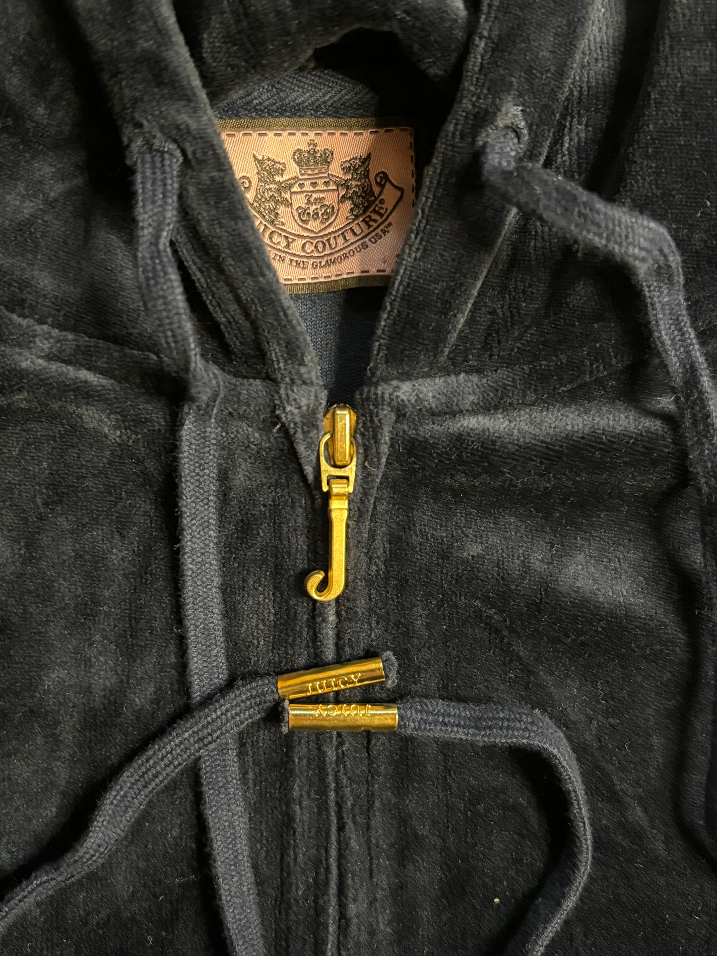 Juicy Couture Navy Velour “Peace & Love” 2 Piece Tracksuit