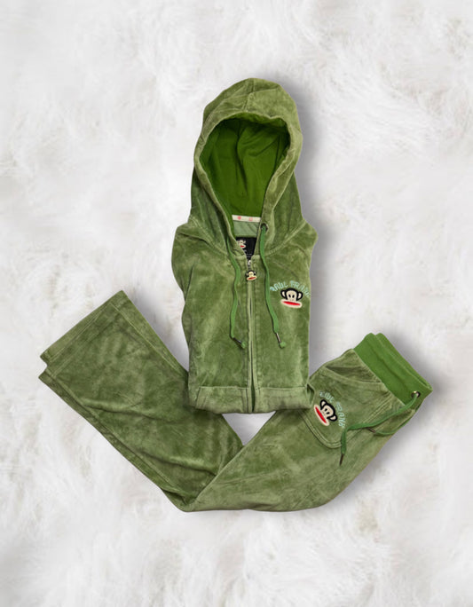 Paul Frank Green Velour 2 Piece Tracksuit