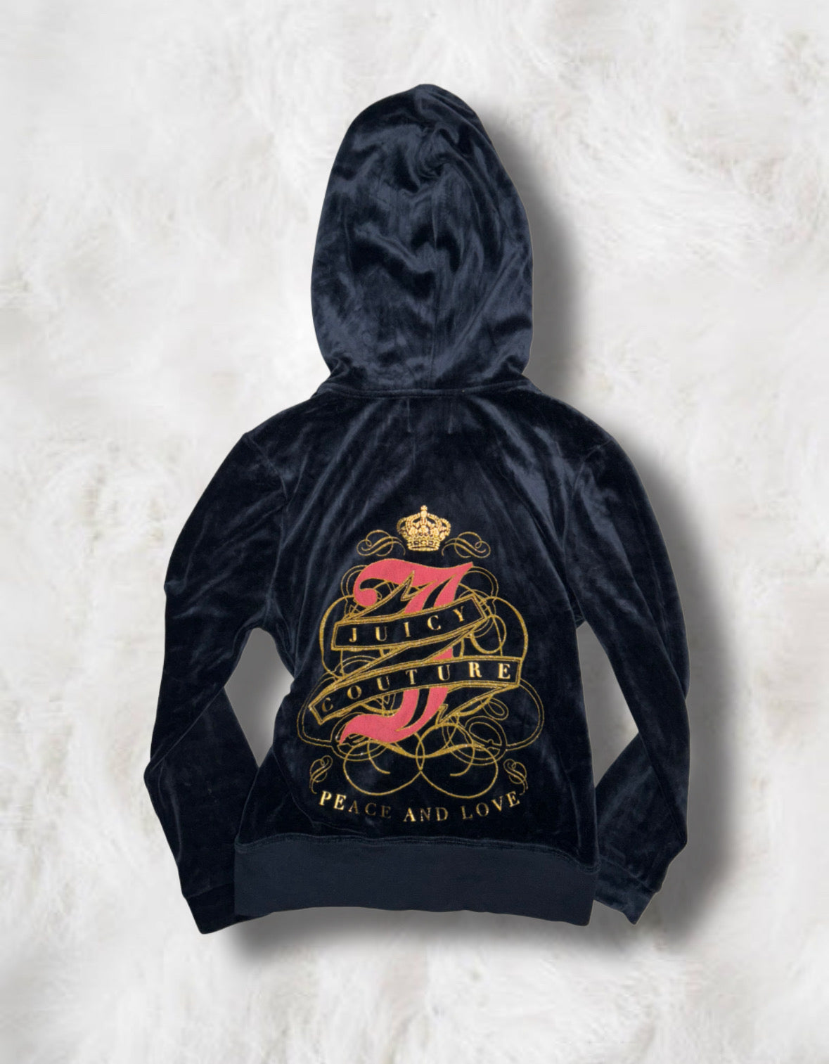 Juicy Couture Navy Velour “Peace & Love” 2 Piece Tracksuit