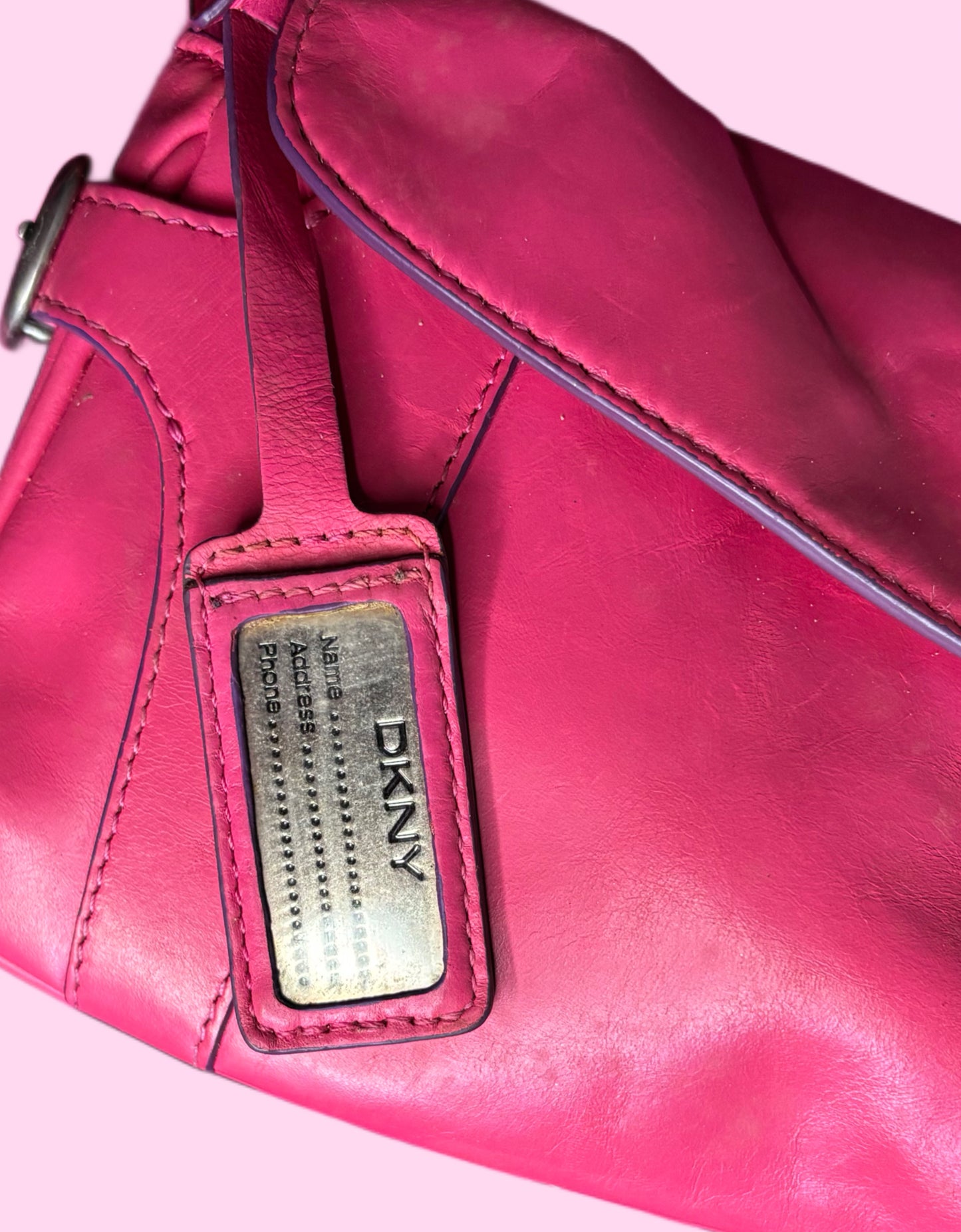 DKNY Vintage Micro Mini Hot Pink Leather Handbag