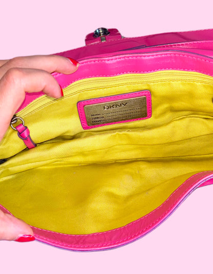 DKNY Vintage Micro Mini Hot Pink Leather Handbag