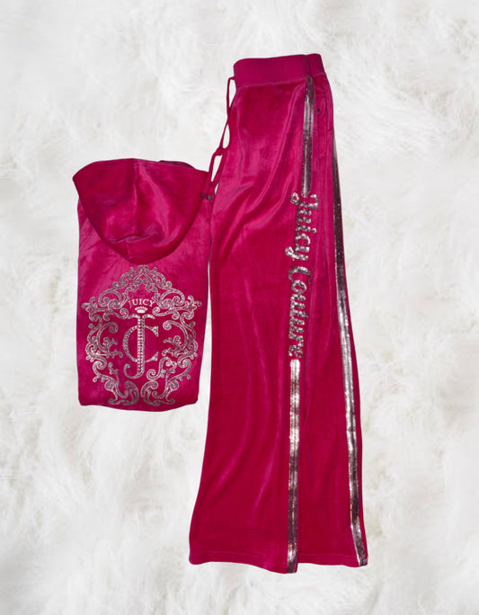 Juicy Couture Hot Pink Velour 2 Piece Tracksuit