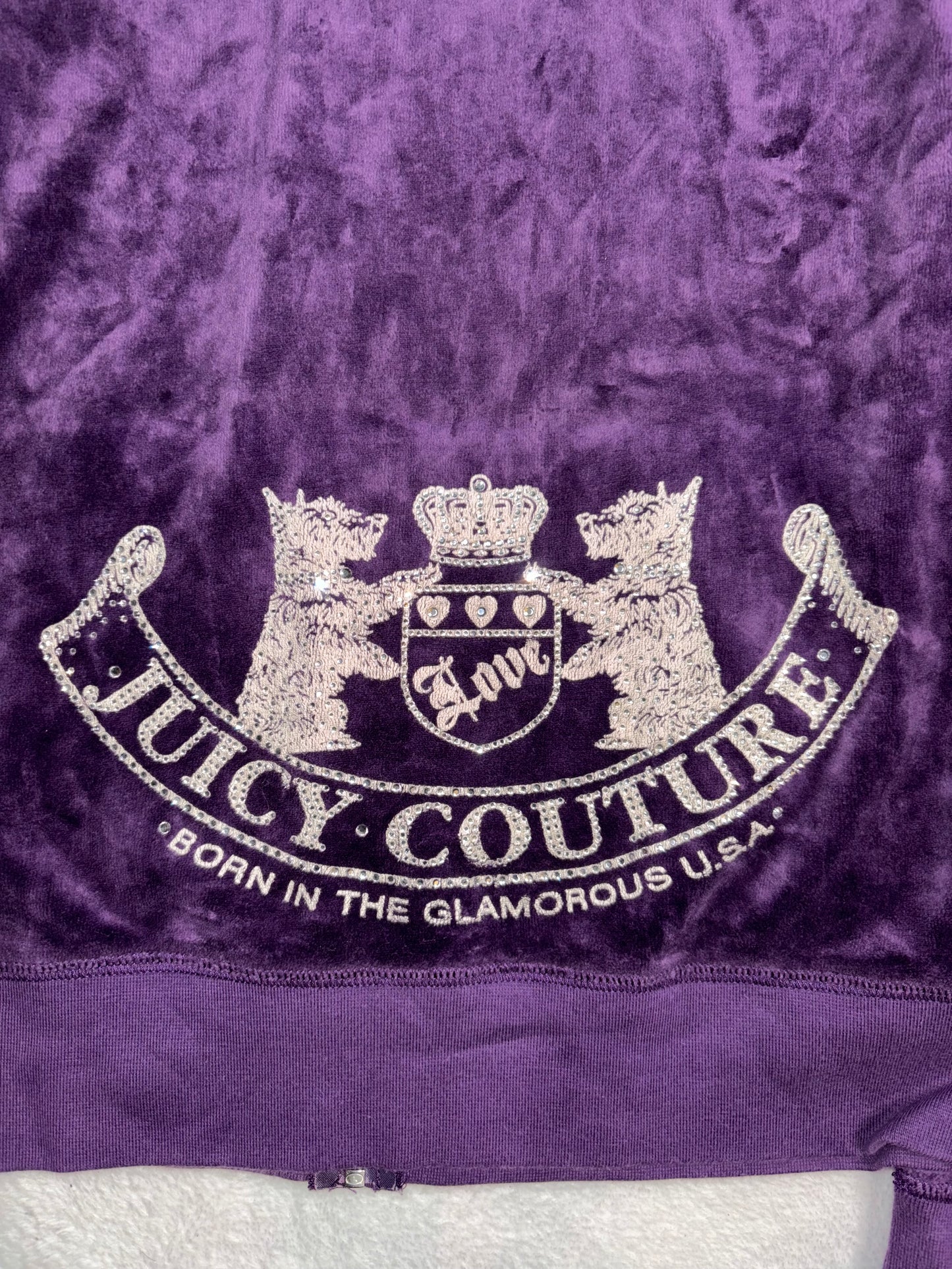 Juicy Couture Purple Velour Twin Dog Bedazzled 2 Piece Tracksuit