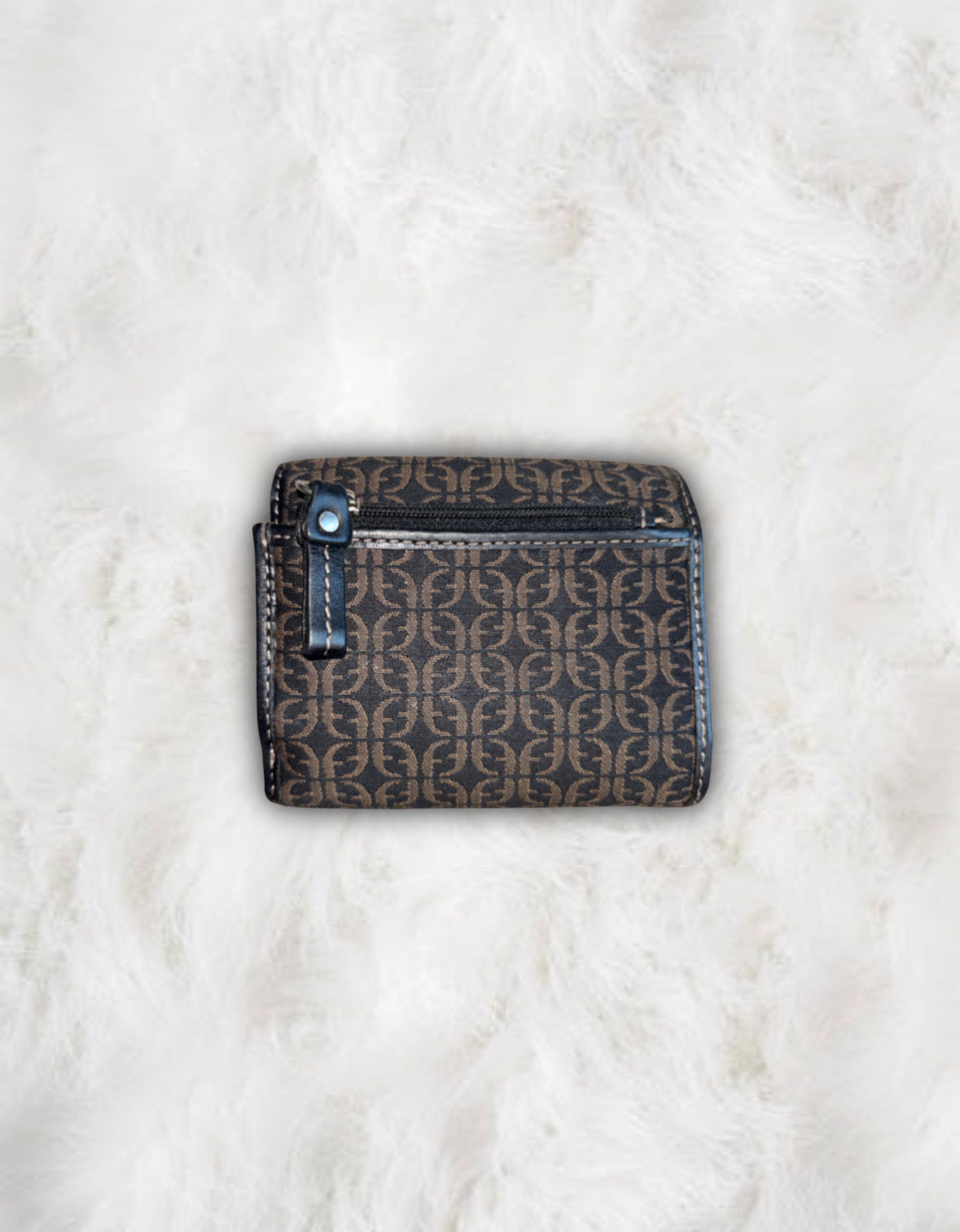 Fossil HOBO Signature Logo Monogram Black Canvas & Leather Shoulder Bag & Matching Wallet