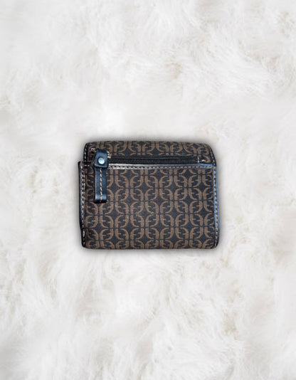 Fossil HOBO Signature Logo Monogram Black Canvas & Leather Shoulder Bag & Matching Wallet