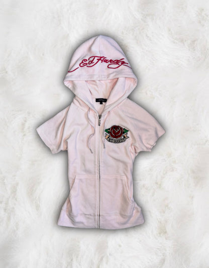 Ed Hardy Rare Blush Pink Short Sleeved 2 Piece Velour Tracksuit