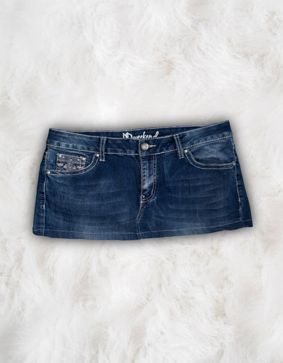 Mcbling Low-Waisted Denim Micro-Mini Skirt