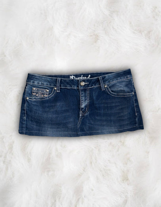 Mcbling Low-Waisted Denim Micro-Mini Skirt