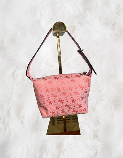 Guess Pink Canvas Monogram Miniature Bag
