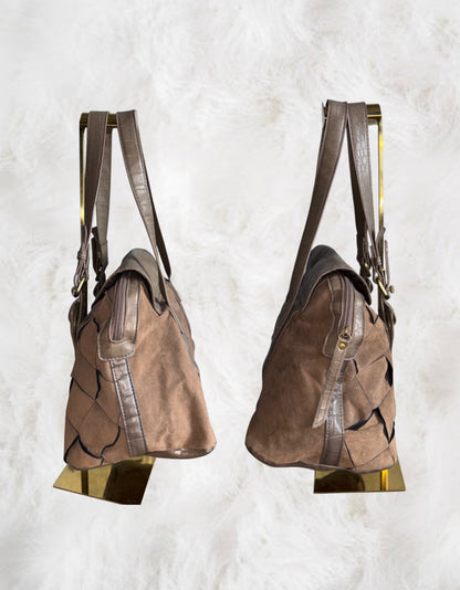 Jane Norman Suede x Faux Leather College Bag