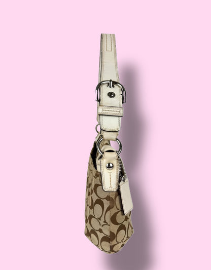 Coach 13739 Signature Soho Bag In Monogram Print, White Leather Accents