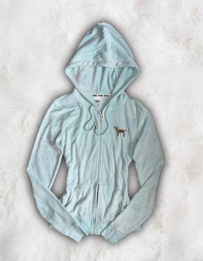 Victoria’s Secret PINK y2k Turquoise Velour Hoodie