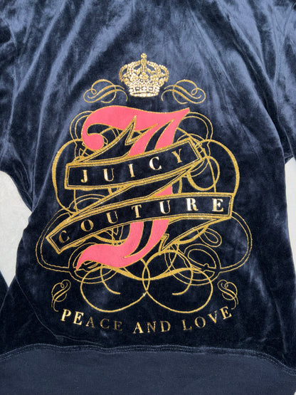 Juicy Couture Navy Velour “Peace & Love” 2 Piece Tracksuit