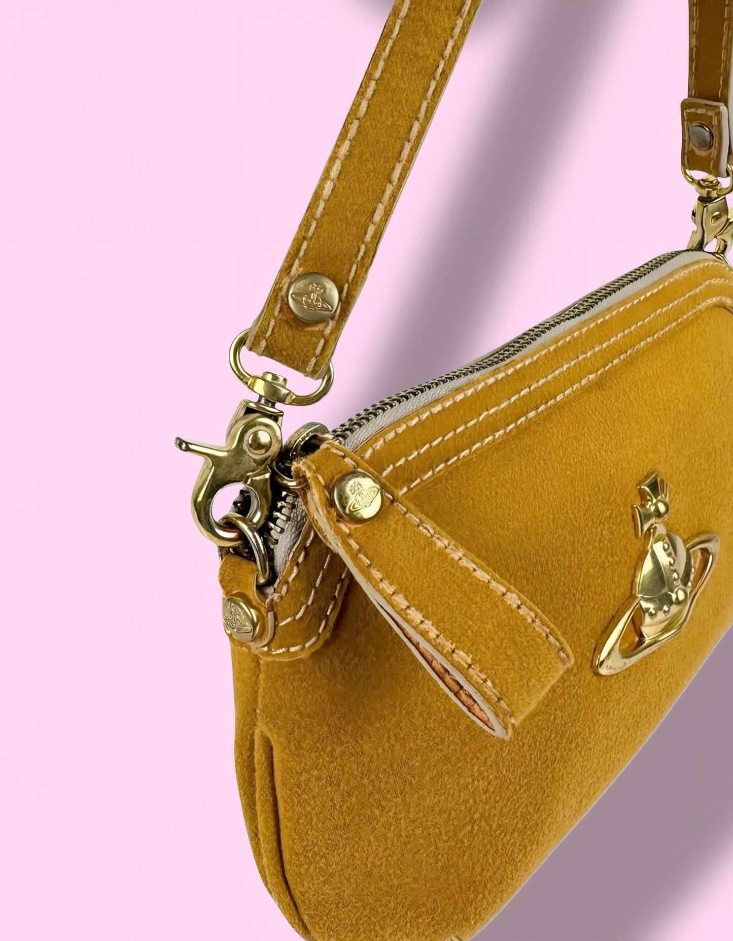 Vivienne Westwood Rare Cross Body Felt Bag in Mustard