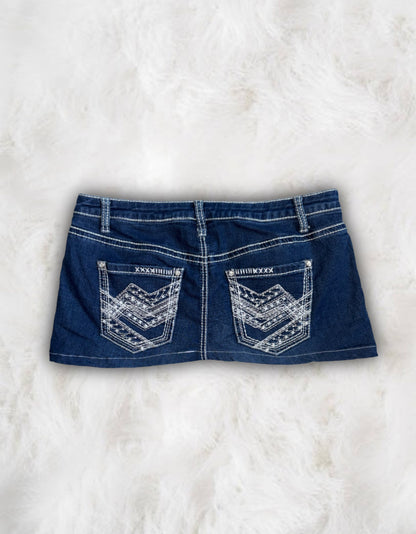 Mcbling Low-Waisted Denim Micro-Mini Skirt