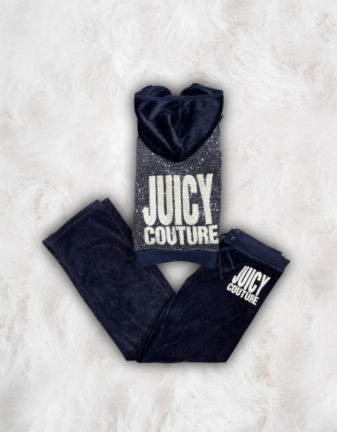 Juicy Couture Navy Velour 2 Piece Tracksuit