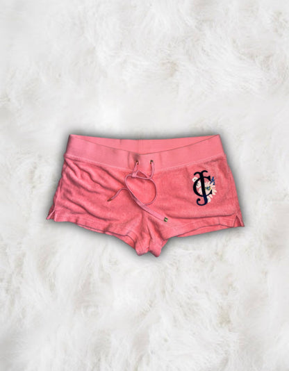 Juicy Couture Coral Pink Terry Cloth 2 Piece Short Tracksuit