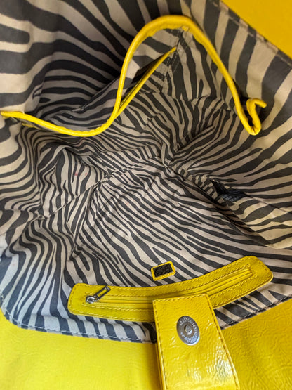 Guess Sunshine Yellow Graffiti Print Structured Tote Bag