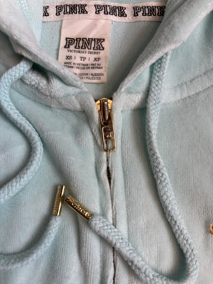 Victoria’s Secret PINK y2k Turquoise Velour Hoodie