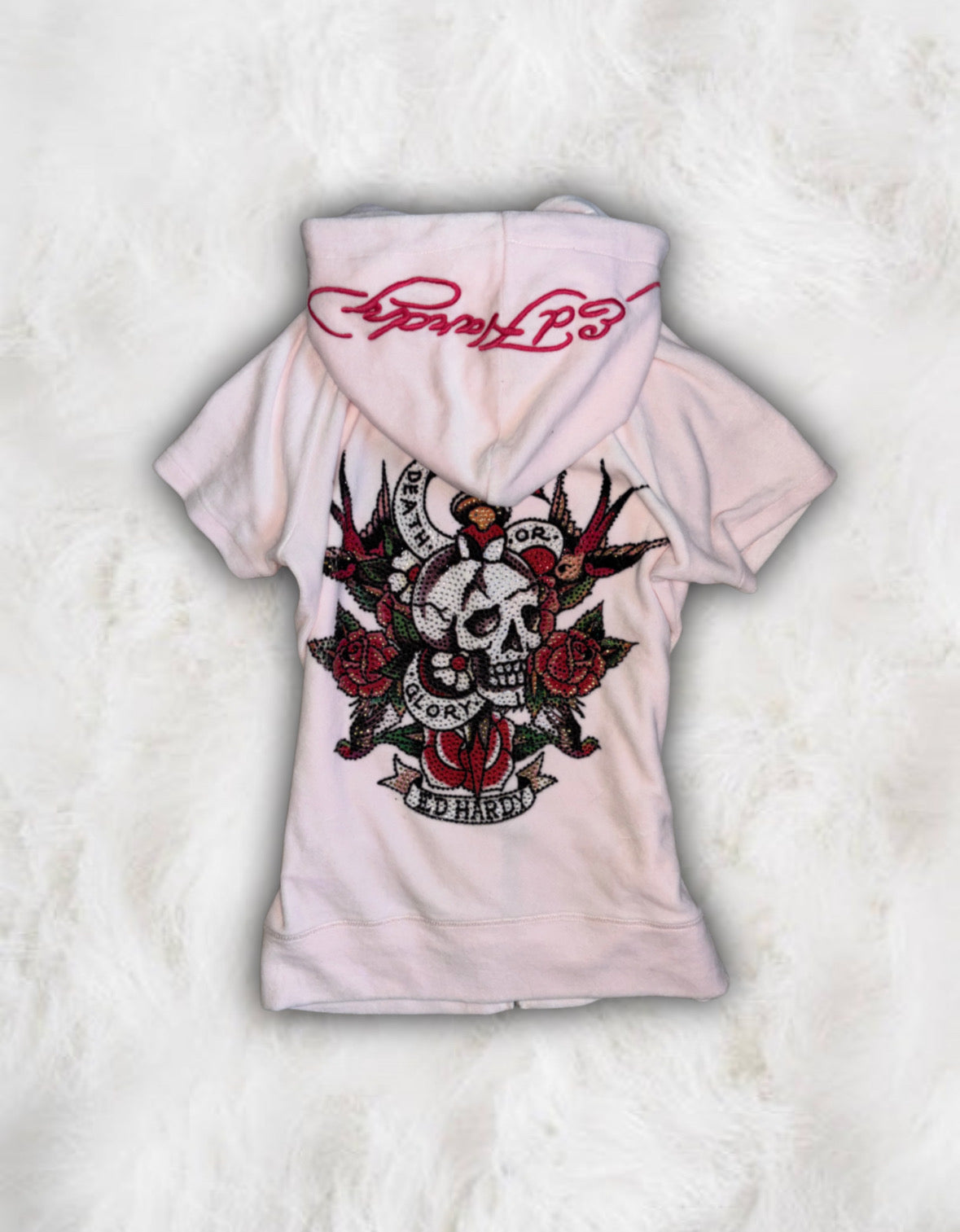 Ed Hardy Rare Blush Pink Short Sleeved 2 Piece Velour Tracksuit