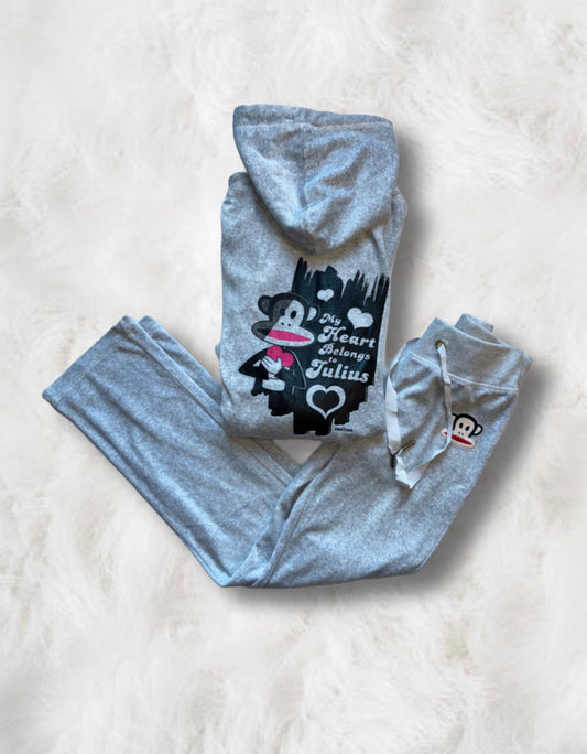Paul Frank Grey Velour 2 Piece Tracksuit