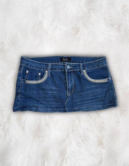Mcbling Low-Waisted Denim Micro-Mini Skirt