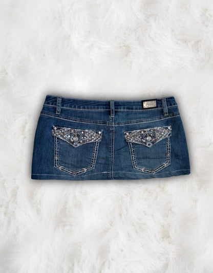 Mcbling Low-Waisted Denim Micro-Mini Skirt