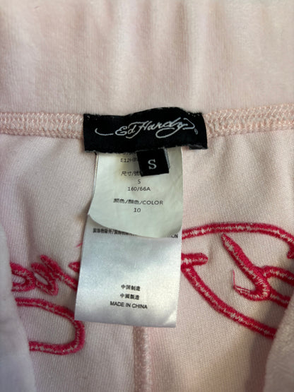 Ed Hardy Rare Blush Pink Short Sleeved 2 Piece Velour Tracksuit