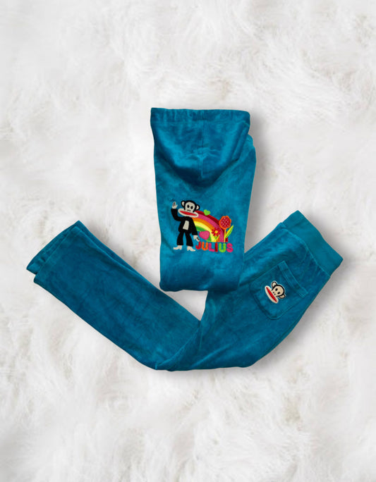 Paul Frank Turquoise Velour Julius Rainbow 2 Piece Tracksuit