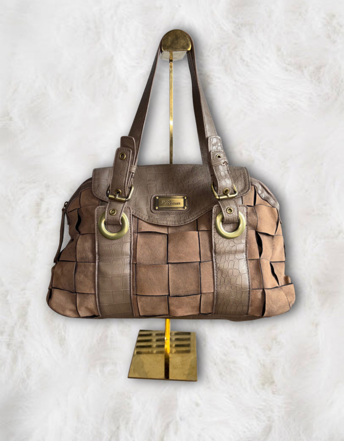 Jane Norman Suede x Faux Leather College Bag