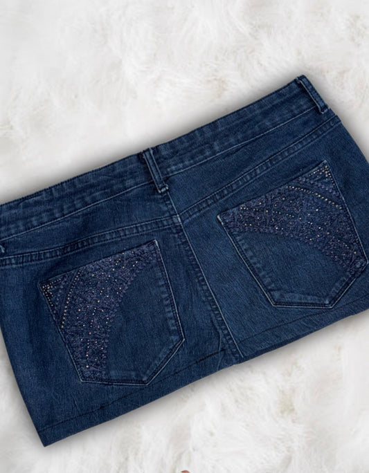 Mcbling Low-Waisted Denim Micro-Mini Skirt