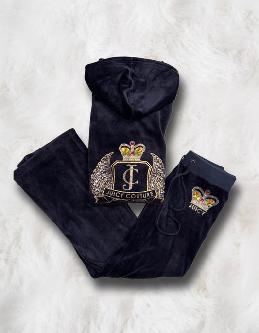 Juicy Couture Navy Velour 2 Piece Tracksuit