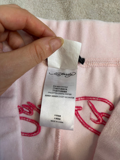 Ed Hardy Rare Blush Pink Short Sleeved 2 Piece Velour Tracksuit