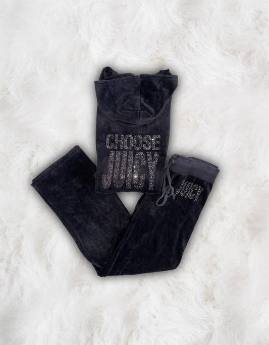Juicy Couture Black Velour 2 Piece Tracksuit