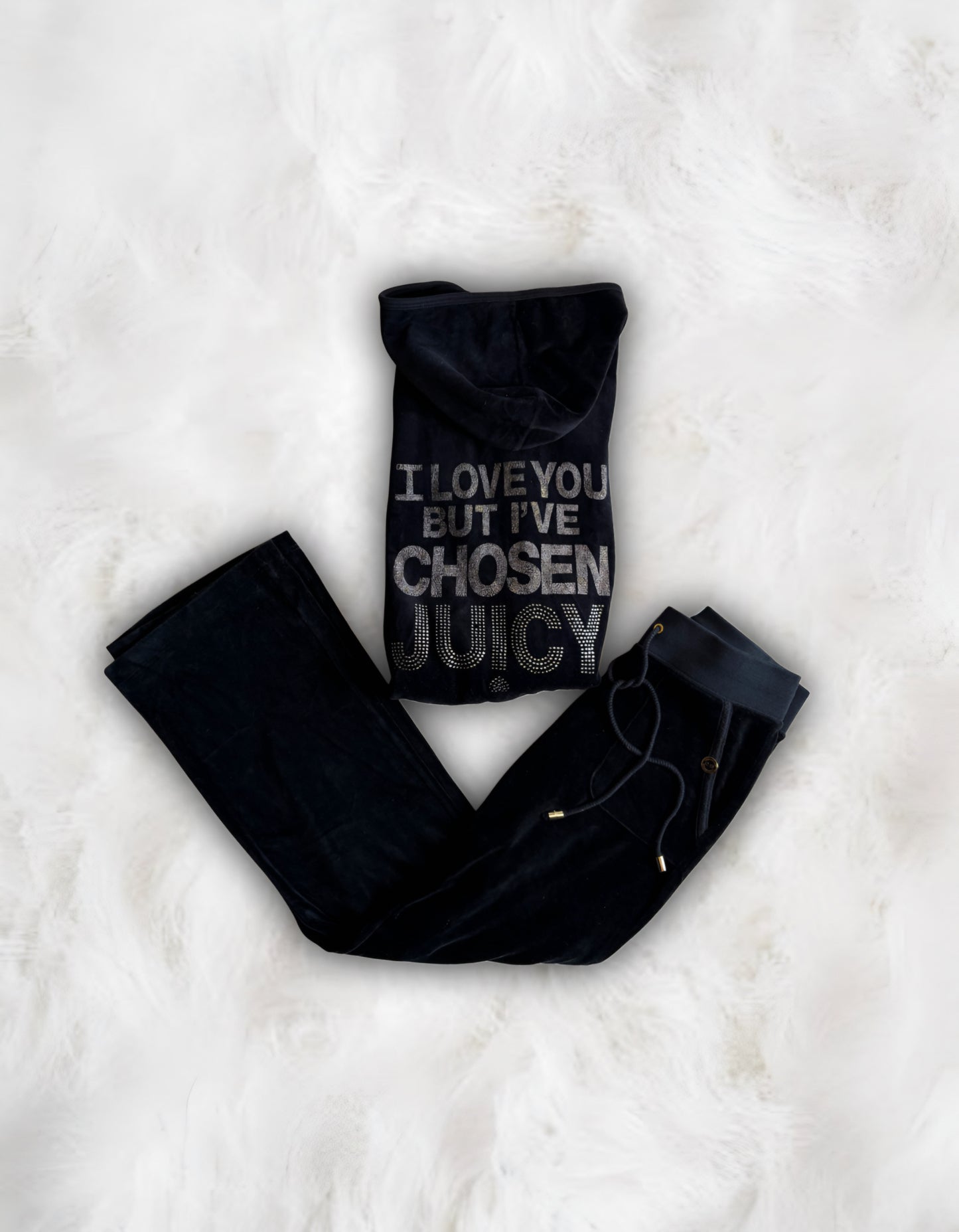 Juicy Couture Rare Black Velour 2 Piece Tracksuit