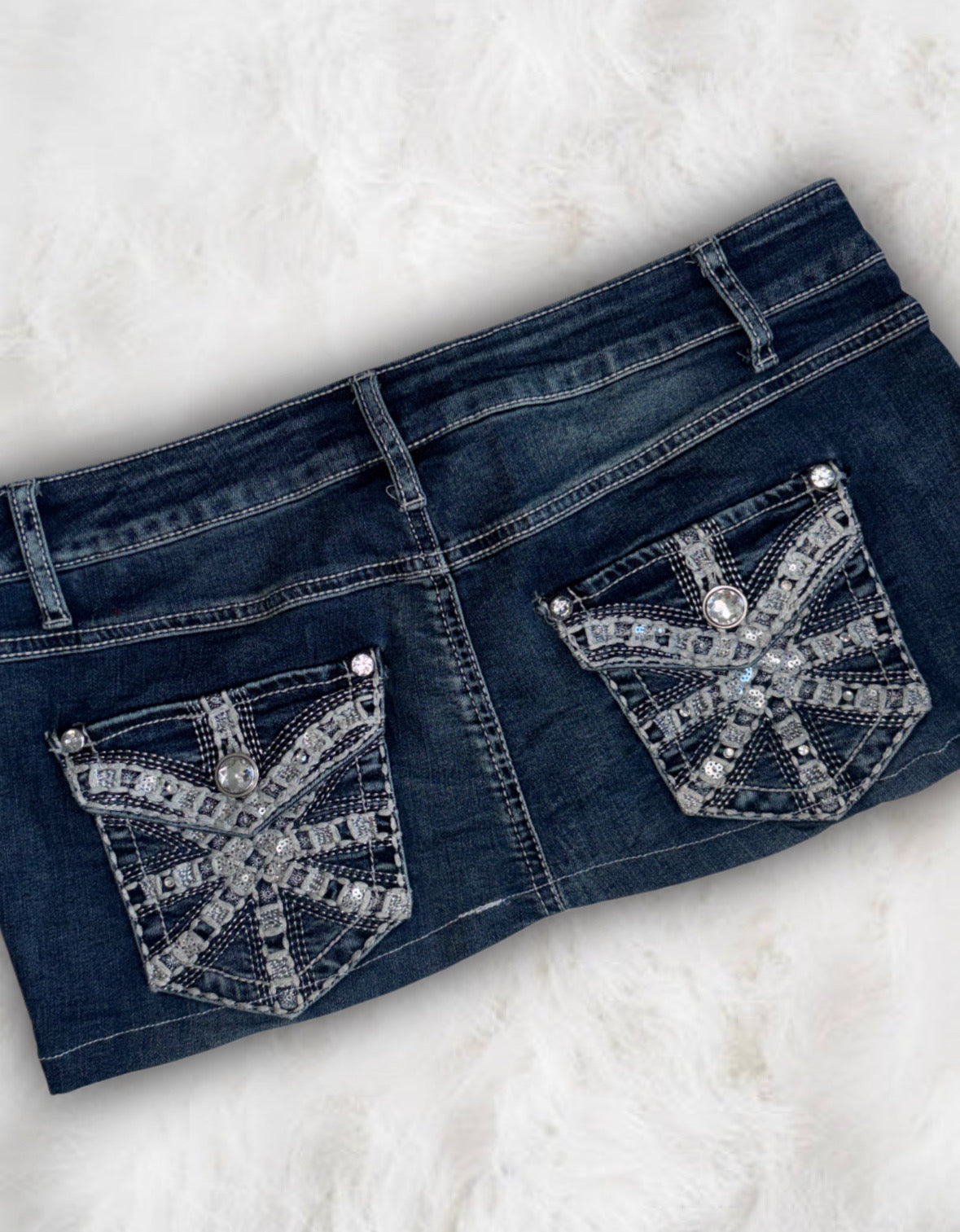 Mcbling Low-Waisted Denim Micro-Mini Skirt