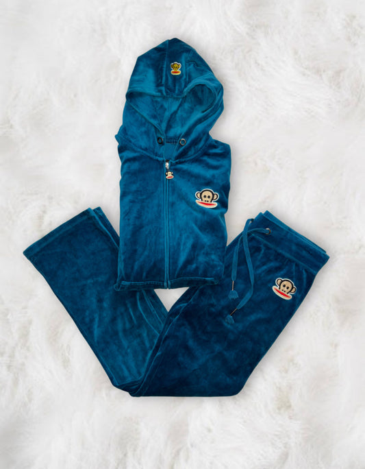 Paul Frank Deep Turquoise Velour 2 Piece Tracksuit