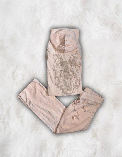 Juicy Couture Very Unique Peachy Nude Velour 2 Piece Tracksuit