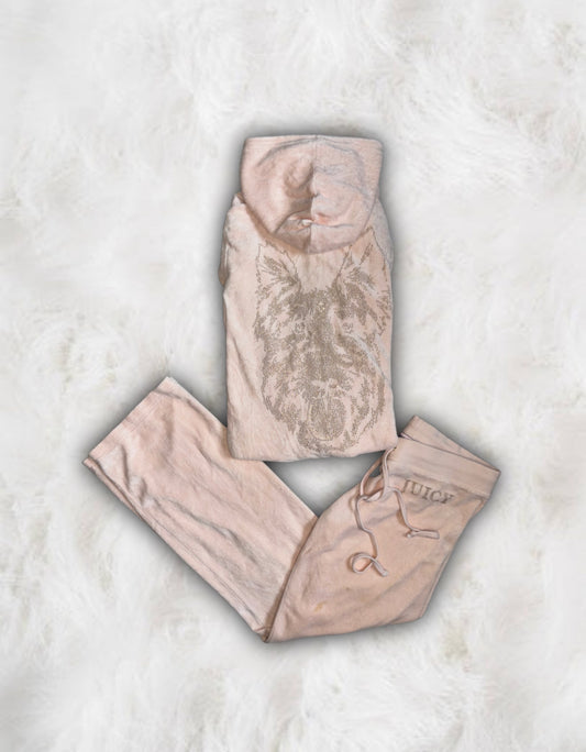 Juicy Couture Very Unique Peachy Nude Velour 2 Piece Tracksuit