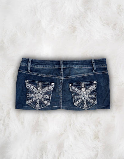 Mcbling Low-Waisted Denim Micro-Mini Skirt