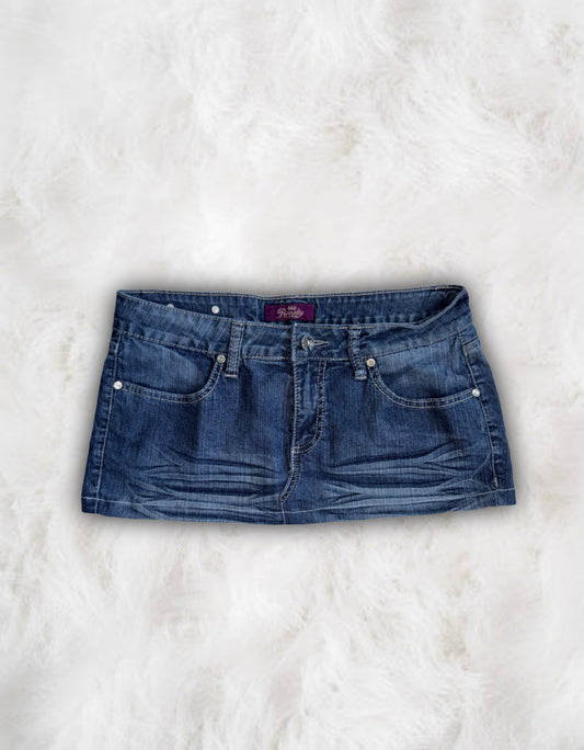 Mcbling Low-Waisted Denim Micro-Mini Skirt