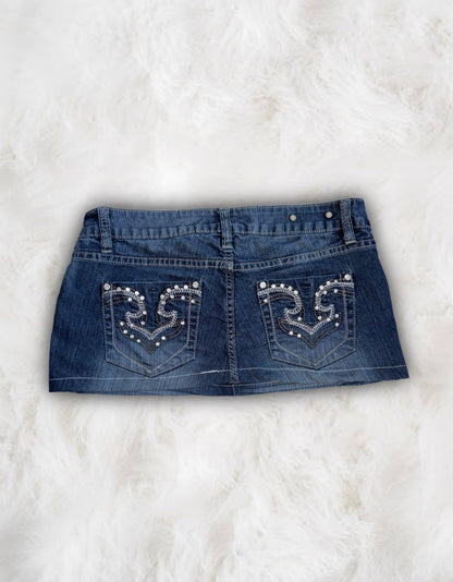 Mcbling Low-Waisted Denim Micro-Mini Skirt