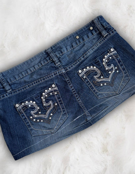 Mcbling Low-Waisted Denim Micro-Mini Skirt